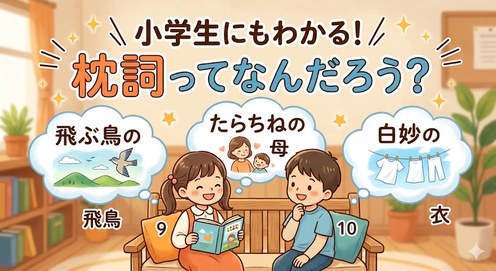枕詞の意味・例・現代語訳での扱いを小中学生向けに説明する図解