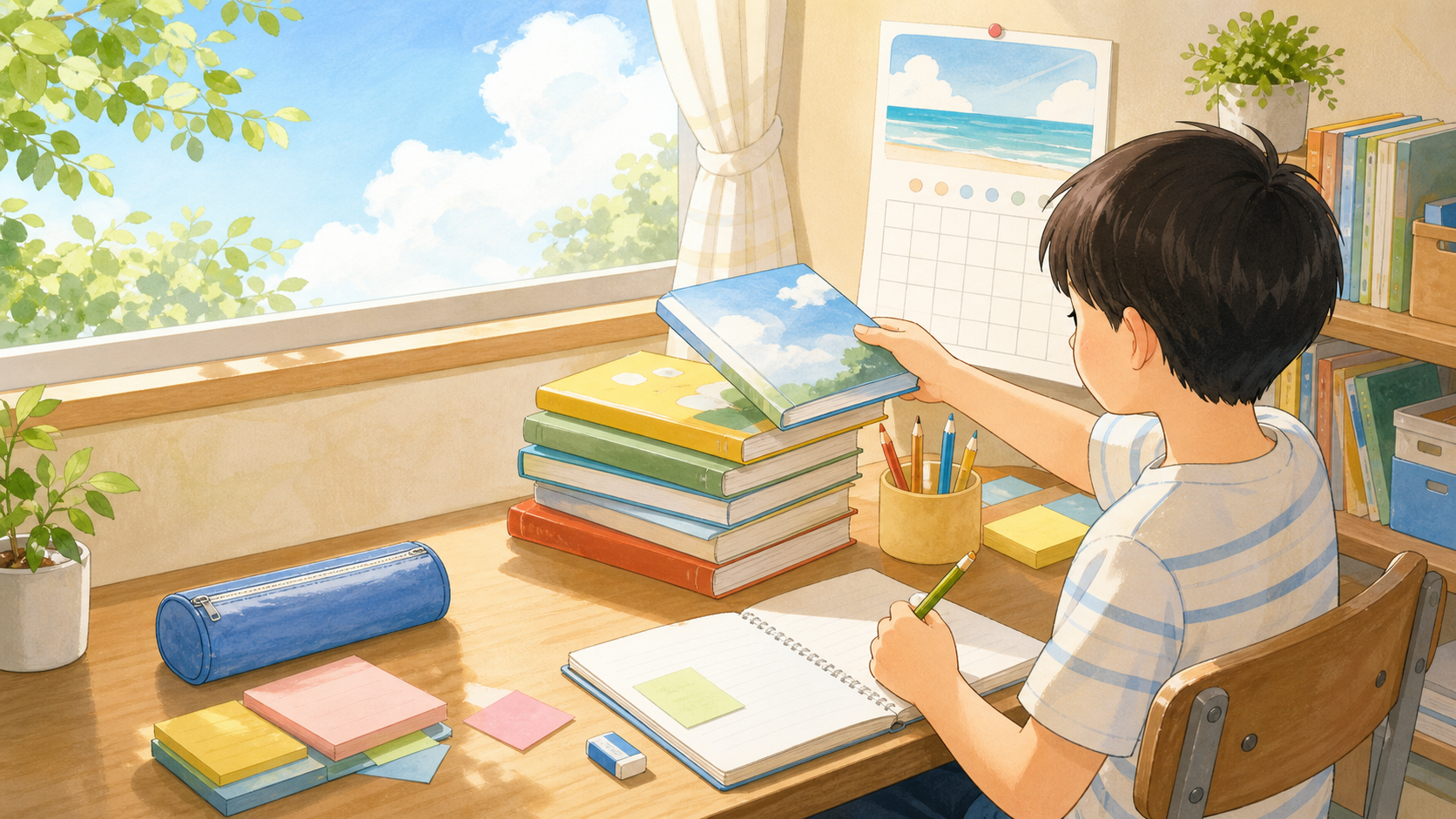 2026年の読書感想文課題図書を選ぶ小学生のアイキャッチ画像
